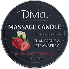Свічка масажна для рук і тіла "Шампанське та полуниця", Di1570 (30 мл)  - Divia Massage Candle Hand & Body Champagne & Strawberry Di1570 (30 ml) — фото N1