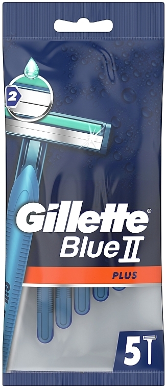Набор одноразовых станков для бритья с двойным лезвием, 5шт - Gillette Blue II Plus — фото N2
