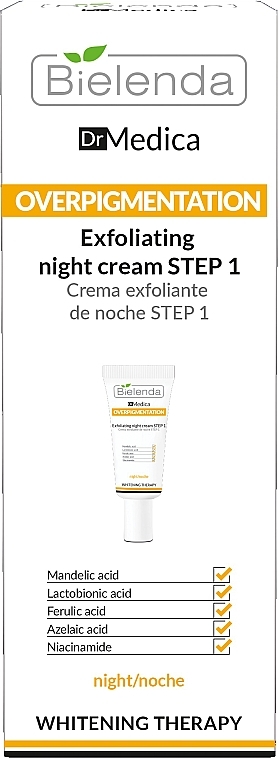 Відлущуючий нічний крем "Крок 1" - Bielenda Dr Medica Overpigmentation Exfoliating Night Cream Step 1 — фото N2