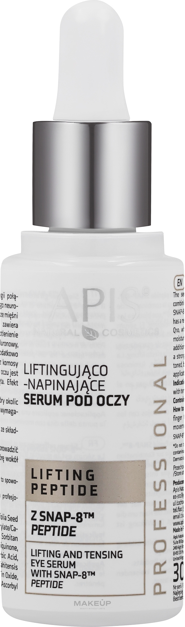 Сыворотка-лифтинг для контура глаз - APIS Professional Lifting Peptide Lifting And Tensing Eye Serum — фото 30ml