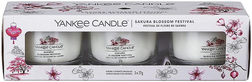 Набор ароматических свечей "Цветение сакуры" - Yankee Candle Sakura Blossom Festival (candle/3x37g) — фото N1