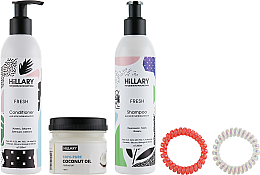 Духи, Парфюмерия, косметика УЦЕНКА Набор - Hillary Hair Complex Mask (cond/250ml + shamp/250ml + Oil/200ml + пружинки для волос) *