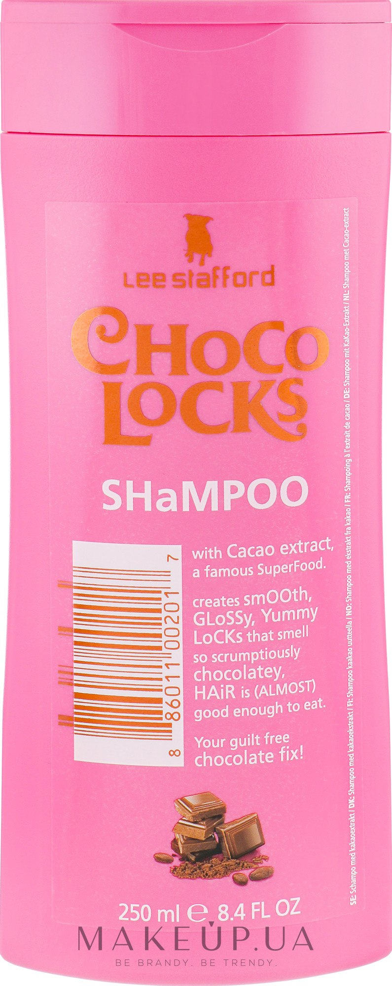 Шампунь для додання гладкості волоссю з екстрактом какао - Lee Stafford Choco Locks Shampoo — фото 250ml