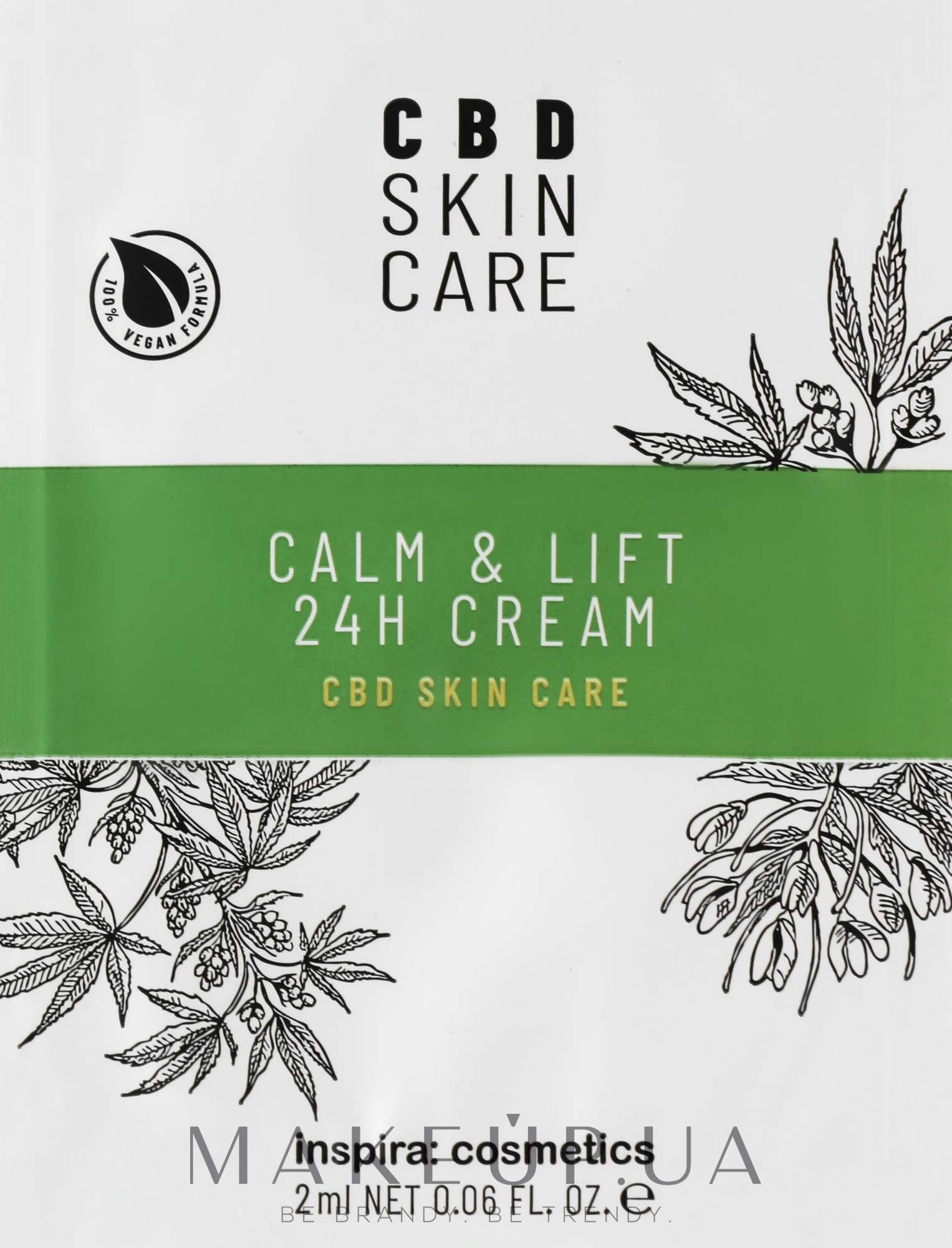 Крем з олією конопель "Заспокоєння і ліфтинг" - Inspira:cosmetics CBD Skin Care Calm&Lift 24H Cream (пробник) — фото 2ml