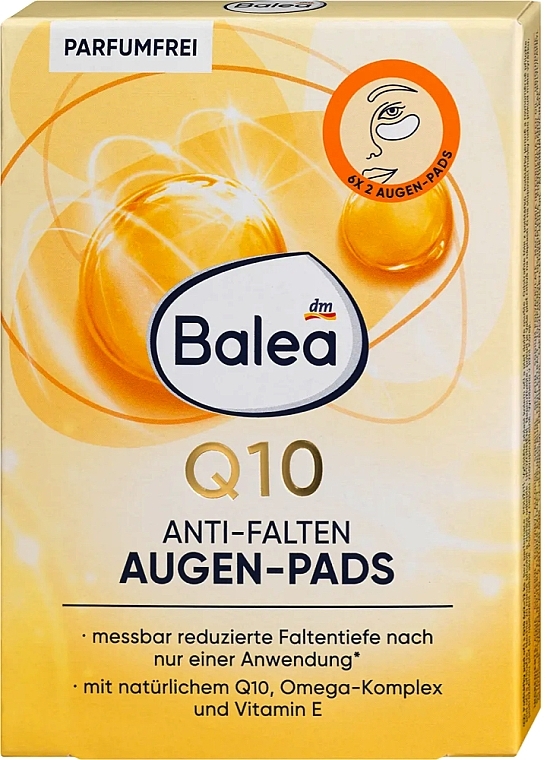 Патчі для шкіри навоколо очей з Q10 проти зморщок - Balea Augen Pads Q10 Anti-Falten