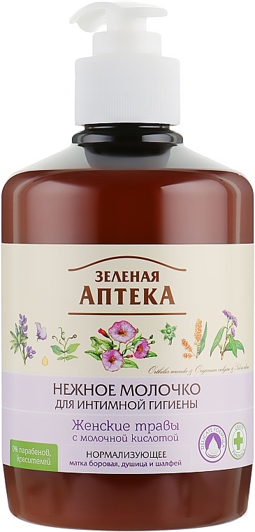 УЦІНКА Ніжне молочко для інтимної гігієни, нормалізувальне "Жіночі трави" - Зелена Аптека * — фото N2