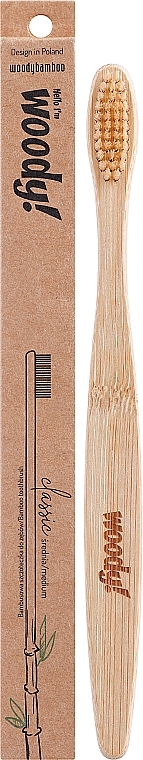 Бамбукова зубна щітка "Colour", середня, біла щетина - WoodyBamboo Bamboo Toothbrush — фото N1