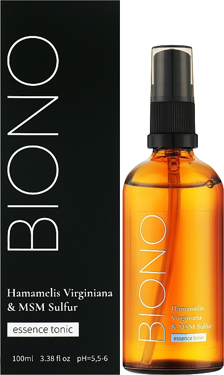 Тонік-есенція з гідролатом гамамелісу та органічною сіркою - Biono Hamamelis Virginiana and MSM Sulfur Essence Tonic — фото N4