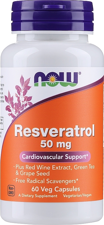 Ресвератрол натуральный, антиоксидант 50 mg - Now Foods Natural Resveratrol — фото N1