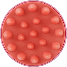 Парфумерія, косметика Щітка-масажер CS041P силіконова з ручкою, кругла, d80 мм, рожевий/помаранчевий - Cosmo Shop