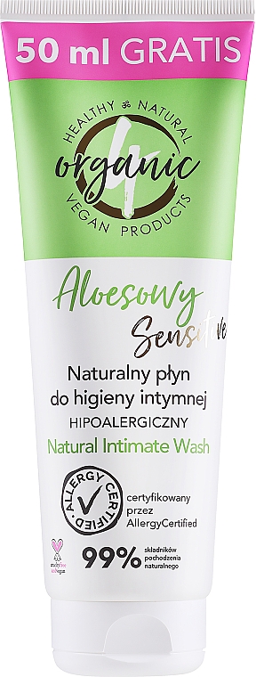 Натуральна рідина для інтимної гігієни "Алое" - 4Organic Natural Intimate Wash Aloe — фото N3