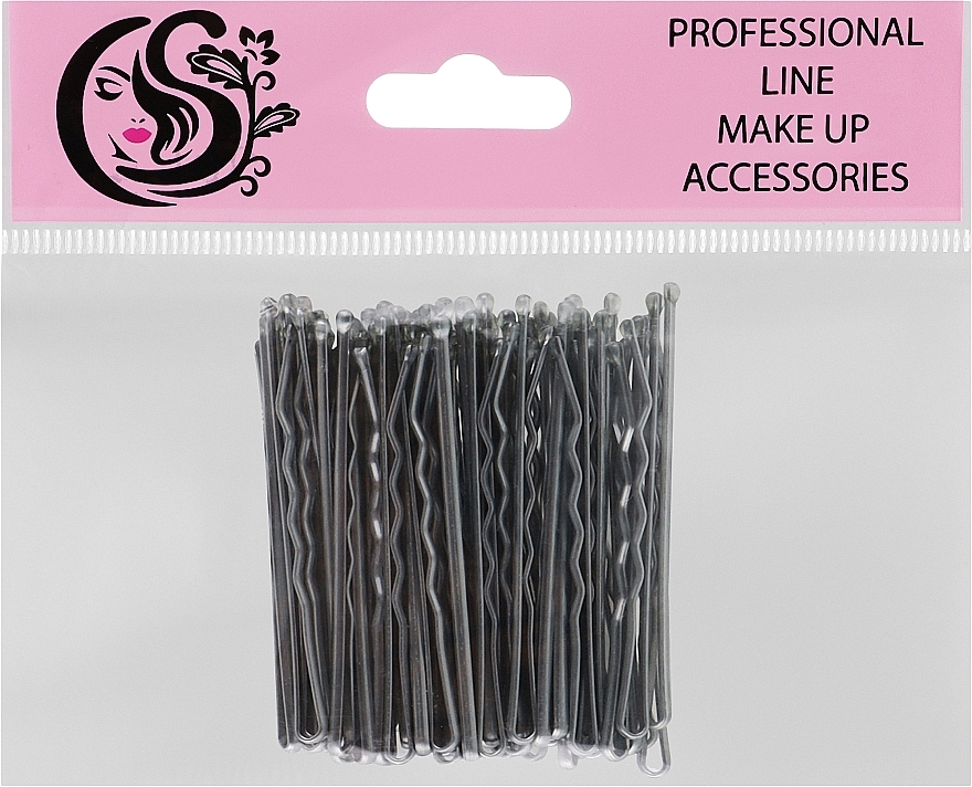 Невидимки для волос волнистые с двумя шариками металлические, CS8S, 55 мм, серебро - Cosmo Shop — фото N1
