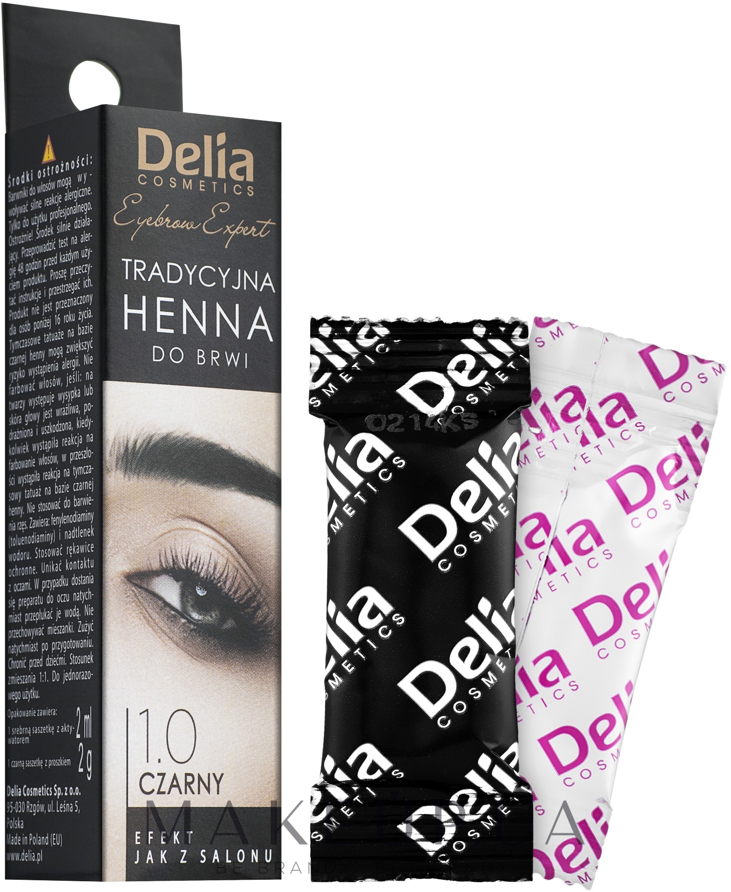 Краска для бровей в порошке, черная - Delia Brow Dye Henna Traditional Black — фото 2x2ml