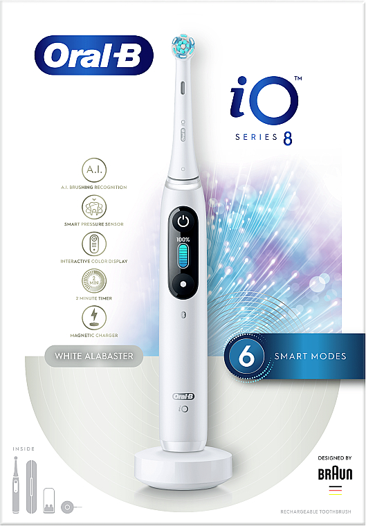 Электрическая зубная щетка, белая - Oral-B Braun iO Серия 8 — фото N4