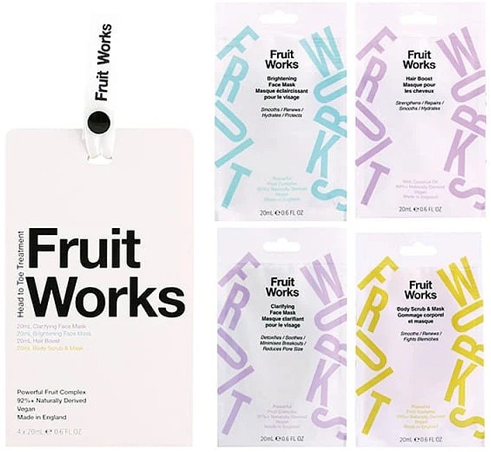 Набор - Fruit Works Head To Toe Treatment Wheel Gift Set (f/mask/2x20ml + h/boost/20ml + body/scrub/mask/20ml) — фото N1