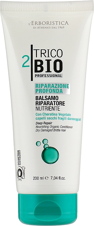 Питательный бальзам для глубокого восстановления поврежденных, сухих и ломких волос - Athena's L'Erboristica Trico Bio Balsamo Riparatore Nutriente Con Cheratina Vegetale  — фото N1