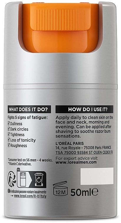 Зволожучий крем для догляду за шкірою обличчя проти ознак втоми - L'Oreal Paris Men Expert Hydra Energetic Comfort Max 25 — фото N2