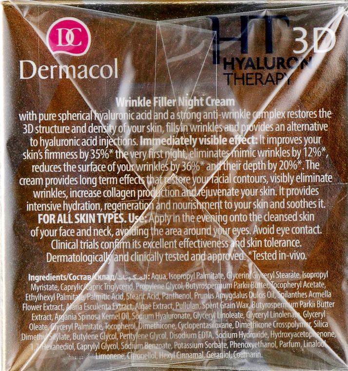 Ночной крем для лица с чистой гиалуроновой кислотой - Dermacol Hyaluron Therapy 3D Wrinkle Night Filler Cream — фото N6
