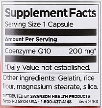 Пищевая добавка "Коэнзим Q10", 200 мг - Swanson CoQ10  — фото N3