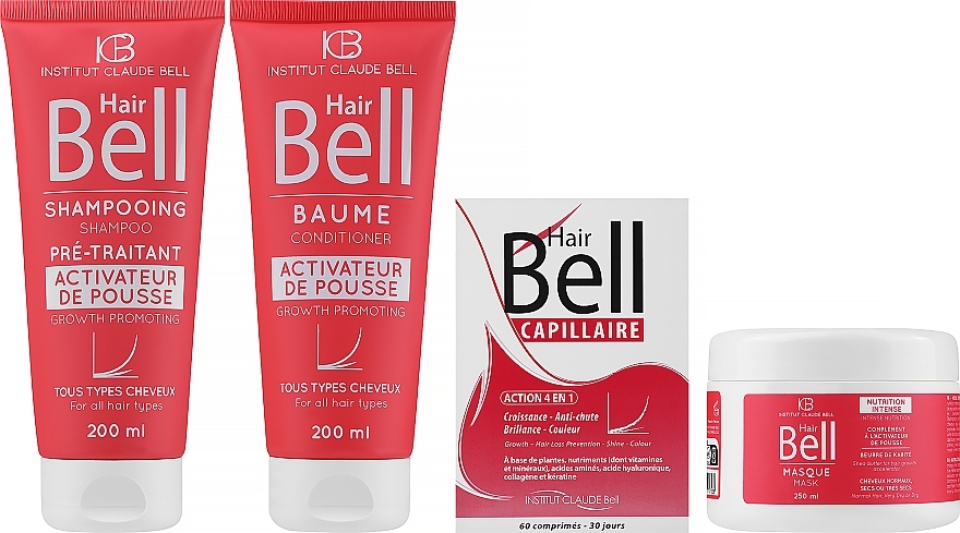 Набор - Institut Claude Bell Hairbell Full Set (shmp/200ml + h/cond/200ml + h/mask/250ml + f/sup/60pcs) — фото N1