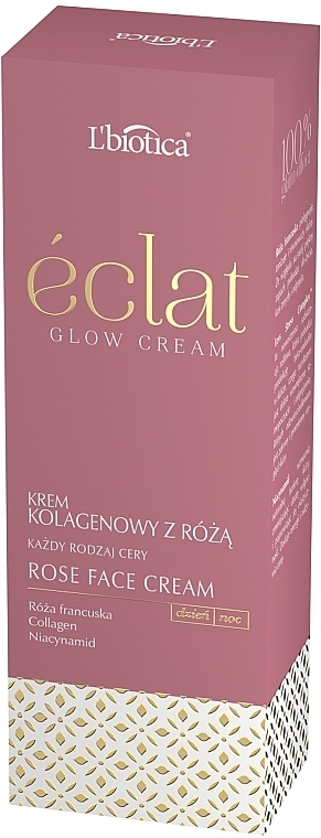 Крем для лица с коллагеном и экстрактом французской розы - L'biotica Eclat Clow Cream  — фото N4