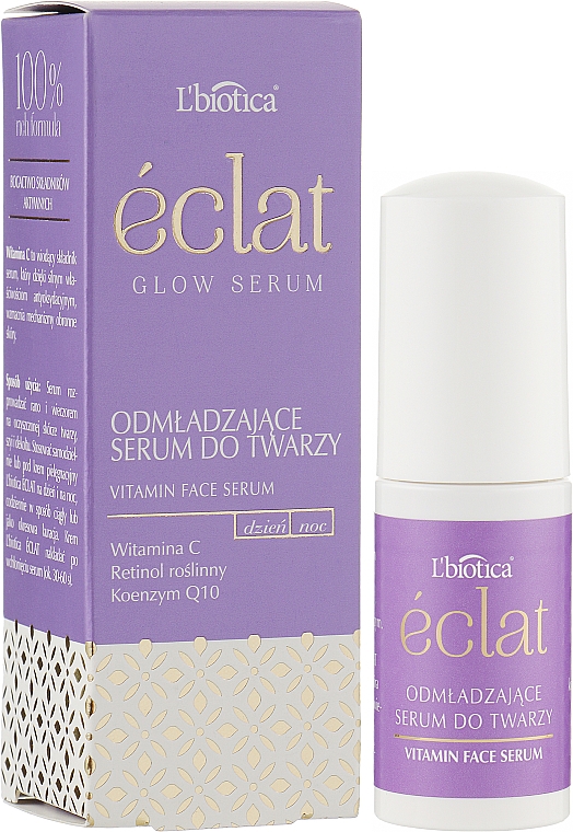 Омолоджувальна сироватка для обличчя - L'biotica Eclat Glow Serum Rejuvenating Face Serum — фото N2