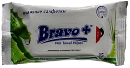 Парфумерія, косметика Вологі серветки "Алое вера", 15 шт. - Bravo + Wet Towel Wipes