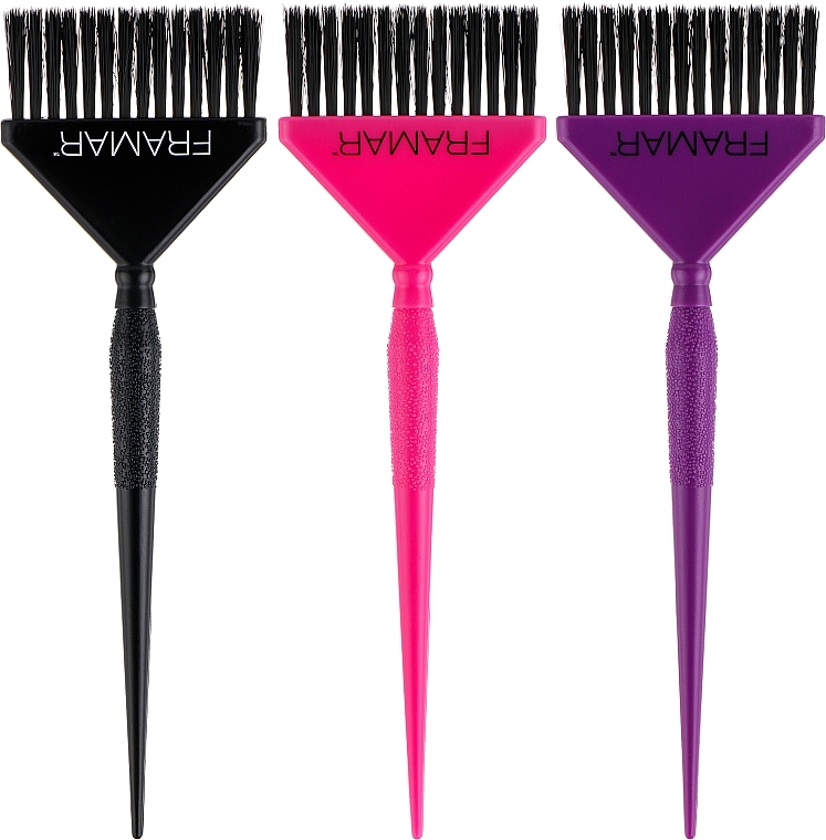 Широкие кисти для окрашивания, черный, розовый, фиолетовый - Framar Big Daddy Brush Set — фото N1