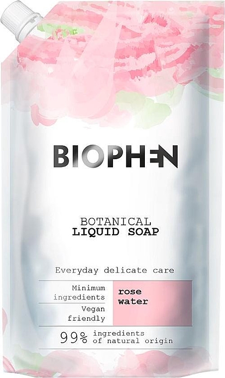 Рідке мило "Троянда" - Biophen Rose Water Botanical Liquid Soap (змінний блок) — фото N1