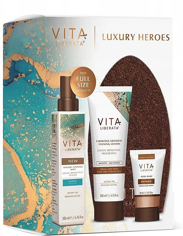 Набор - Vita Liberata Luxury Heroes Self Set (b/mist/200ml + b/lot/200ml + b/cr/30ml + glove/1pcs) — фото N1