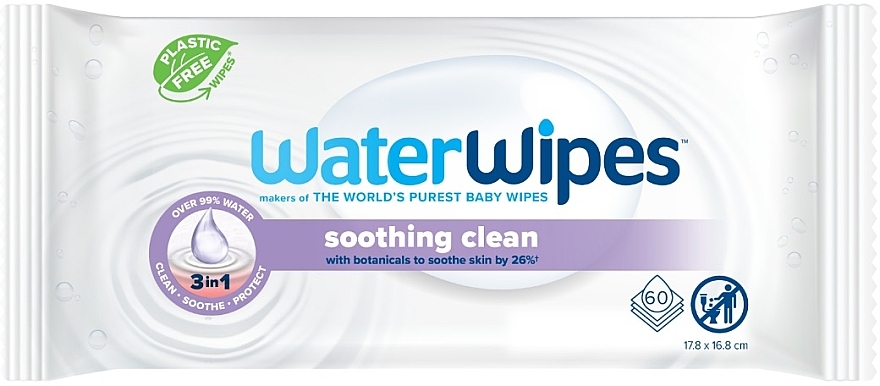 Биоразлагаемые детские влажные салфетки, 60 шт. - WaterWipes Baby Wipes Soothing Clean — фото N1