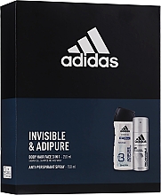 Парфумерія, косметика Набір - Adidas Pro Invisible & Adipure (sh/gel/250ml + deo/spray/150ml)