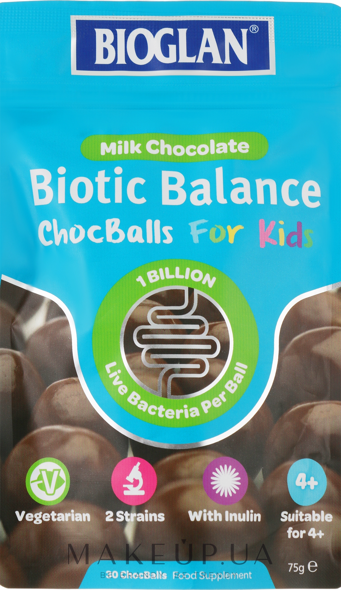 Пробіотик для дітей 1 млрд для травлення - Bioglan Chocballs for Kids (Milk) 1 Billion — фото 30шт