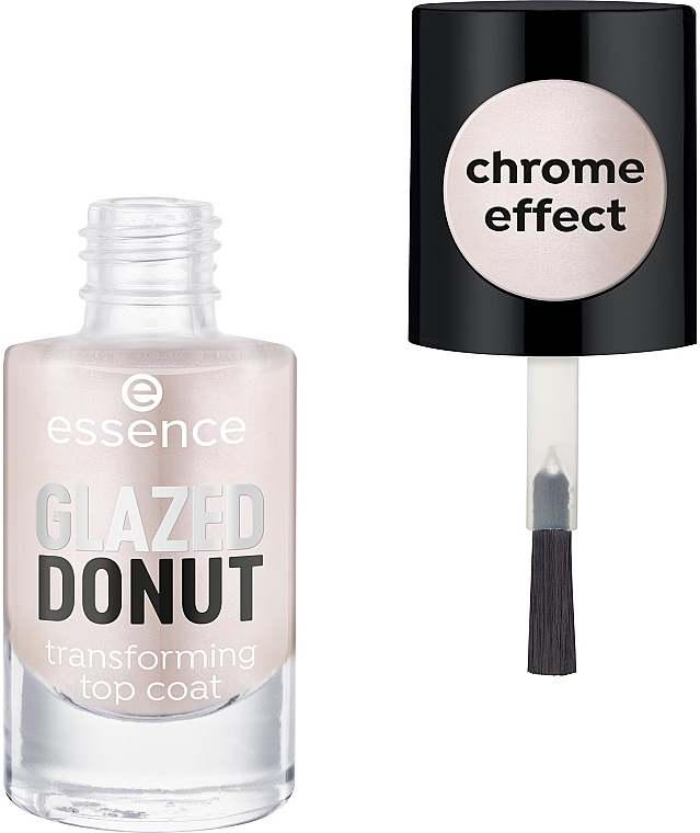 Топове покриття для нігтів з ефектом хрому - Essence Glazed Donut Transforming Top Coat — фото N1