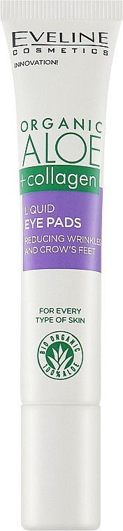 Жидкие патчи для кожи вокруг глаз "Сокращение морщин и гусиных лапок" - Eveline Cosmetics Organic Aloe + Collagen — фото N1