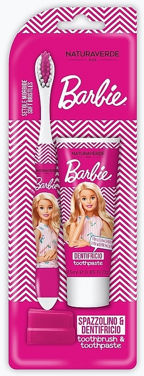 Набор - Naturaverde Kids Barbie Oral Care Set (toothpaste/25ml + toothbrush) — фото N1
