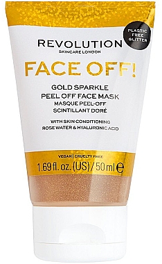 Пілінг-маска для обличчя - Revolution Skincare Face Off! Gold Glitter Face Off Mask — фото N1