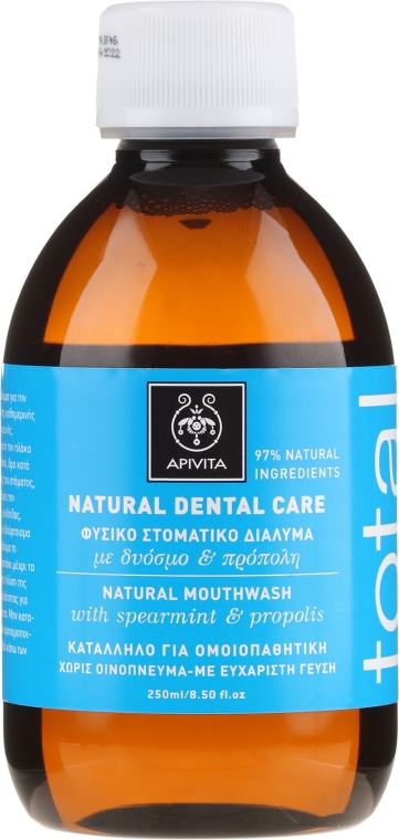 Натуральное средство для полоскания рта с мятой и прополисом - Apivita Healthcare Natural Dental Care Natural Mouthwash With Propolis & Spearmint 