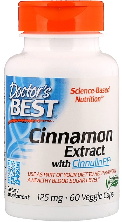 Харчова добавка "Екстракт кориці з цинуліном", 125 мг - Doctor's Best Cinnamon Extract Cinnulin PF — фото N1
