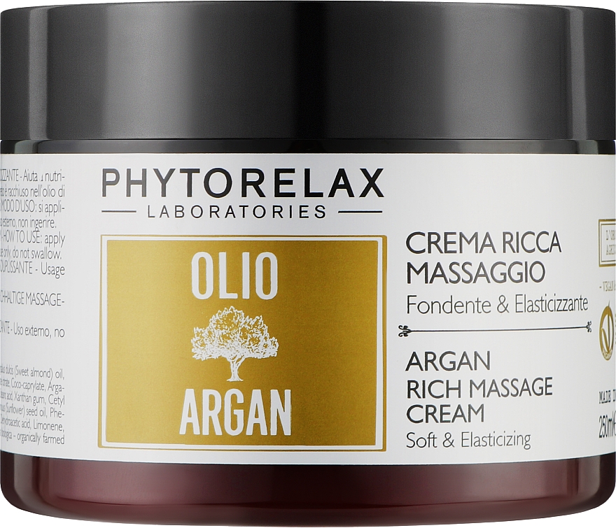 Насичений масажний крем для тіла - Phytorelax Laboratories Argan Reach Massage Cream — фото N1