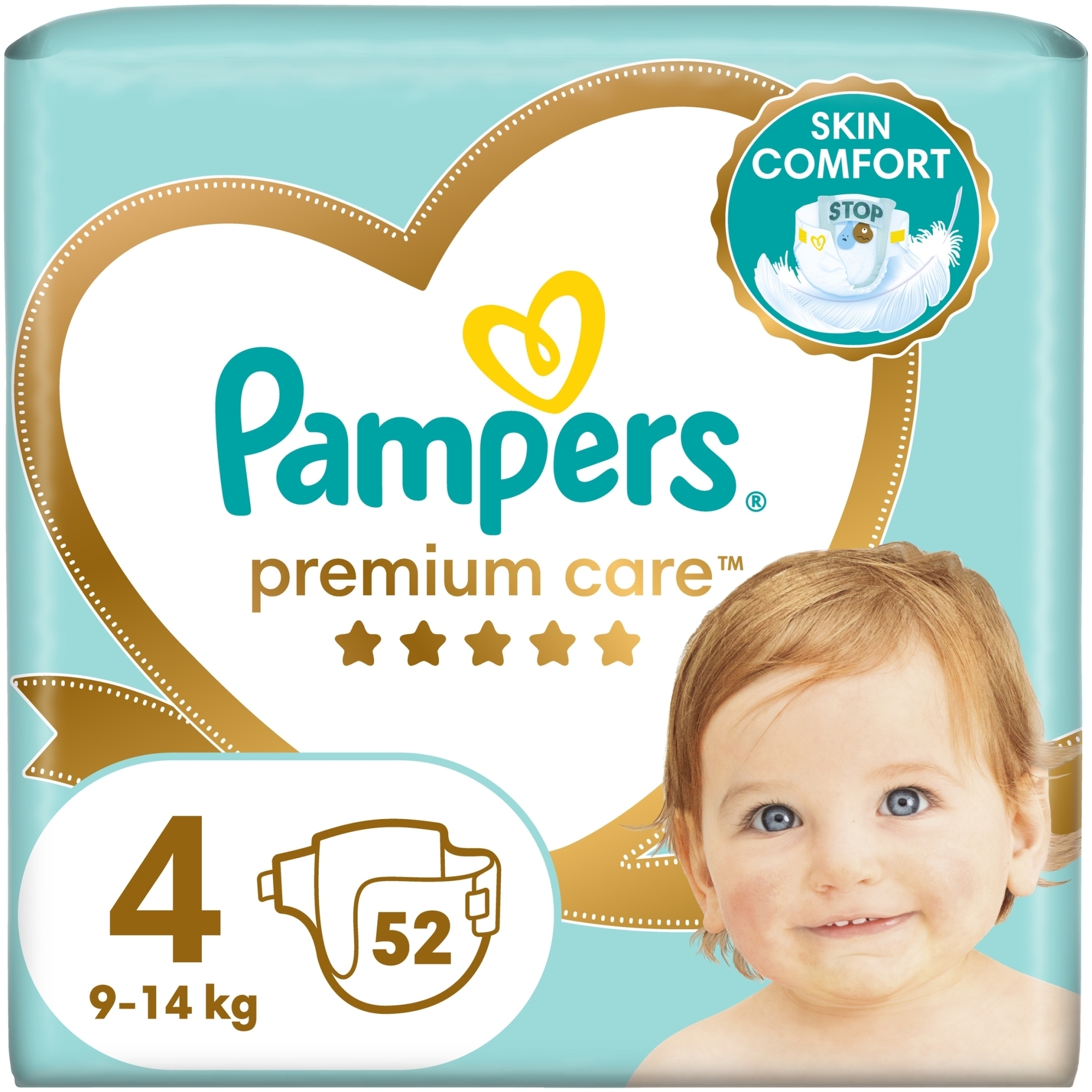 Підгузки Pampers Premium Care Розмір 4 (Maxi) 9-14 кг, 52 підгузка - Pampers — фото 52шт