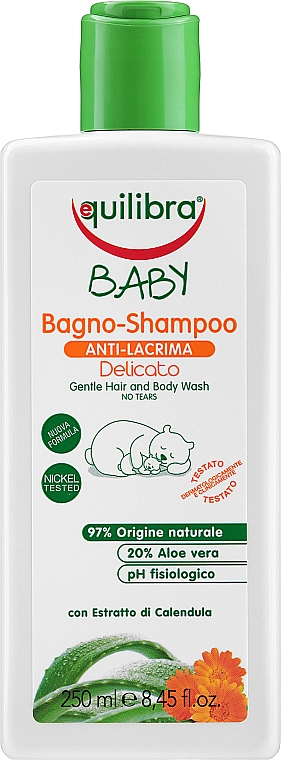 Дитячий гель-шампунь "Без сліз" - Equilibra Baby Hair and Body Wash — фото N1