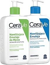 Набір для сухої та дуже сухої шкіри - CeraVe (emulsion/473ml + milk/473ml) — фото N1