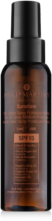 Спрей увлажняющий для лица и тела с защитой от солнца SPF 15 - Philip Martin's Sunshine — фото N2