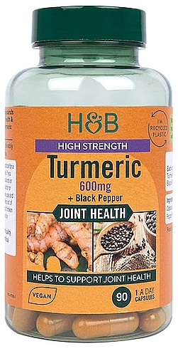 Харчова добавка "Куркума з чорним перцем", 600mg - Holland & Barrett High Strength Turmeric with Black Pepper — фото N1