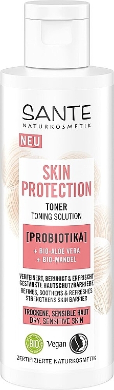 Біотонік міцелярний для сухої та чутливої шкіри обличчя, з пробіотиками - Sante Skin Protect Tonic — фото N1