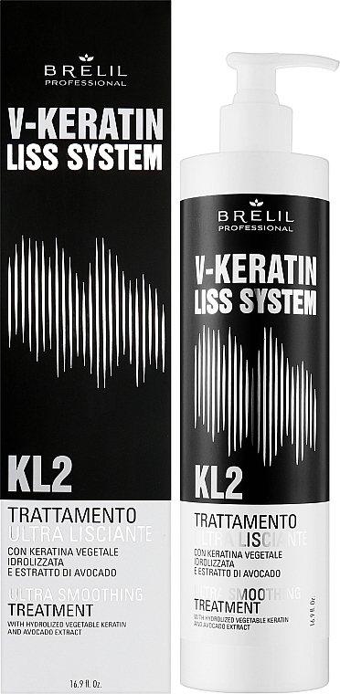 Ультрарозгладжувальний засіб для волосся - Brelil V-Keratin Liss System KL2 Ultra Smoothing Treatment — фото N2