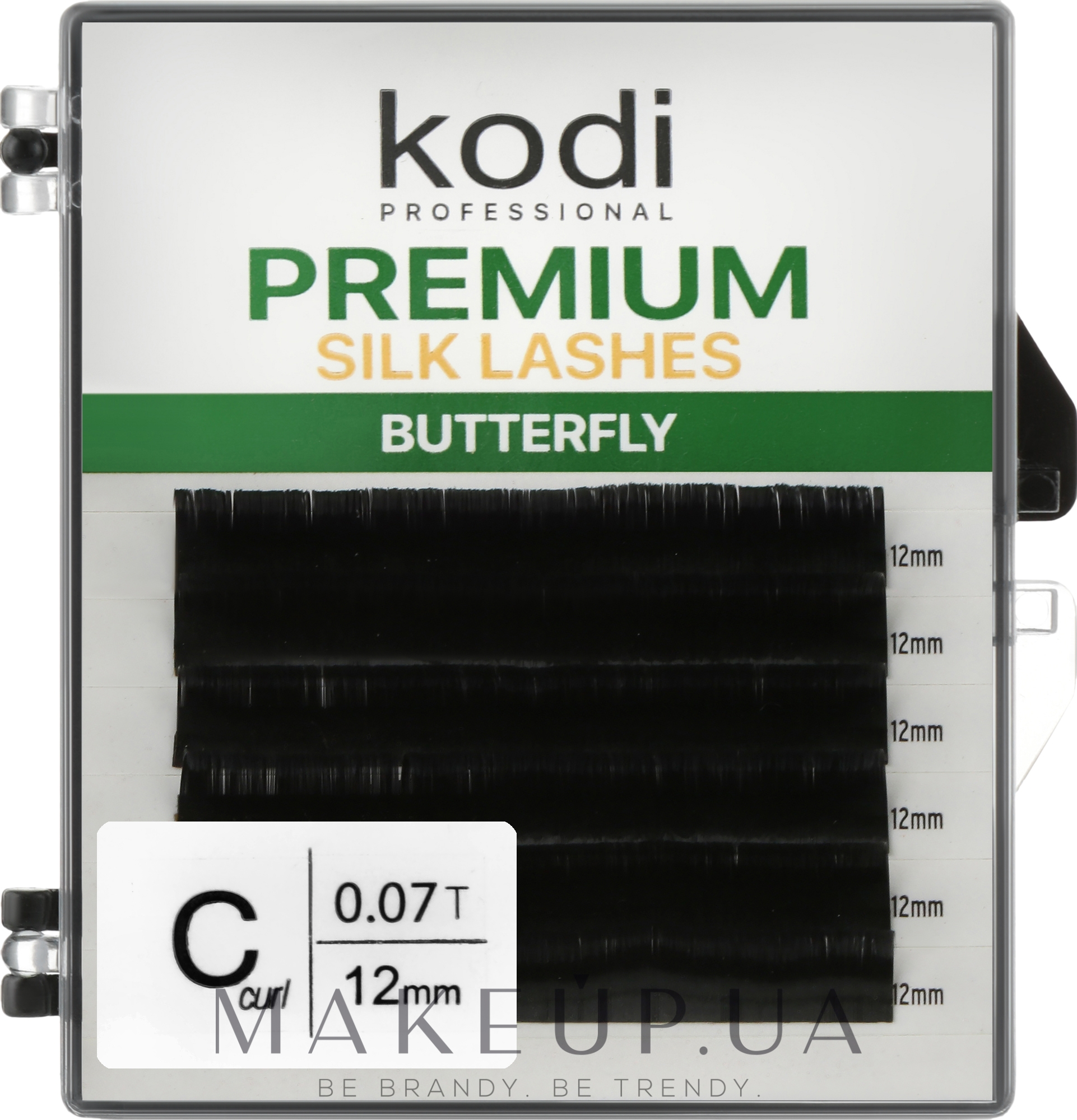 Накладные ресницы Butterfly Green C 0.07 (6 рядов: 12 мм) - Kodi Professional — фото 1уп