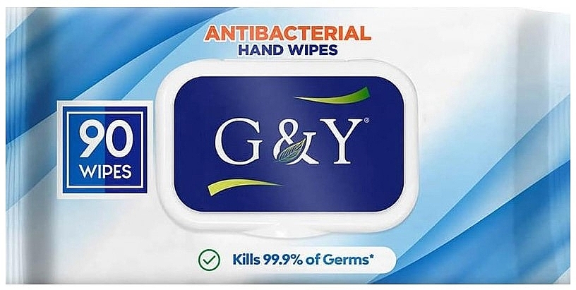 Салфетки влажные дезинфицирующие для рук, с клапаном 90 шт. - G&Y Antibacterial Hand Wipes — фото N1