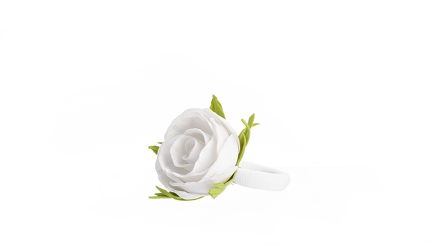 Резинка для волосся ручної роботи "Біла троянда", маленька - Katya Snezhkova — фото N2